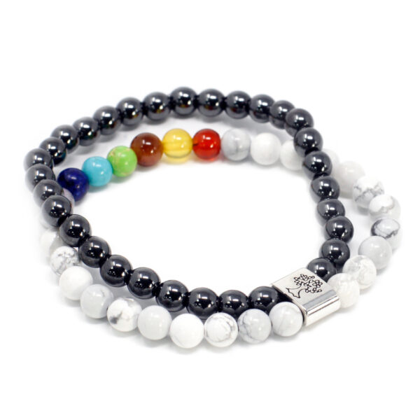 Pulsera de Piedras Preciosas Magnéticas - Chakra Howlita Blanco