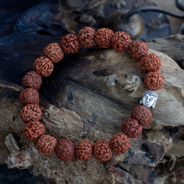 Rudraksha Brazalete de Buda Japa Mala - Marron