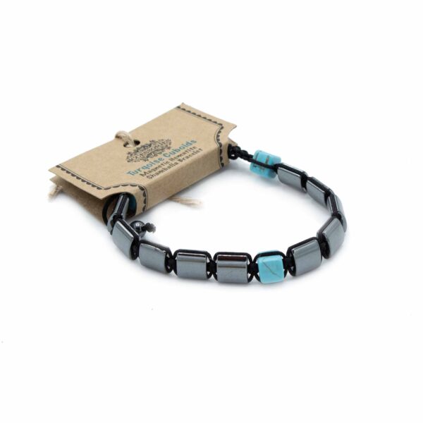 Pulsera Magnética Shamballa de Hematita - Cuboides Turquesa