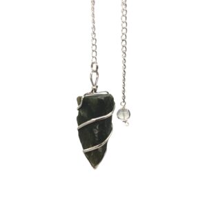 Raw Gemstone Pendulum - Moss Agate