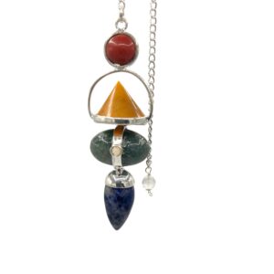 Four Elements Gemstone Pendulum - Red Jasper, Yellow Adventurine, Moss Agate, Sodalite & Moonstone